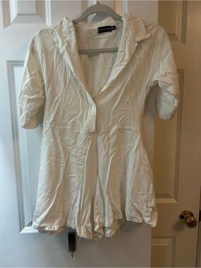 PrettyLittleThing White Button-Front Romper